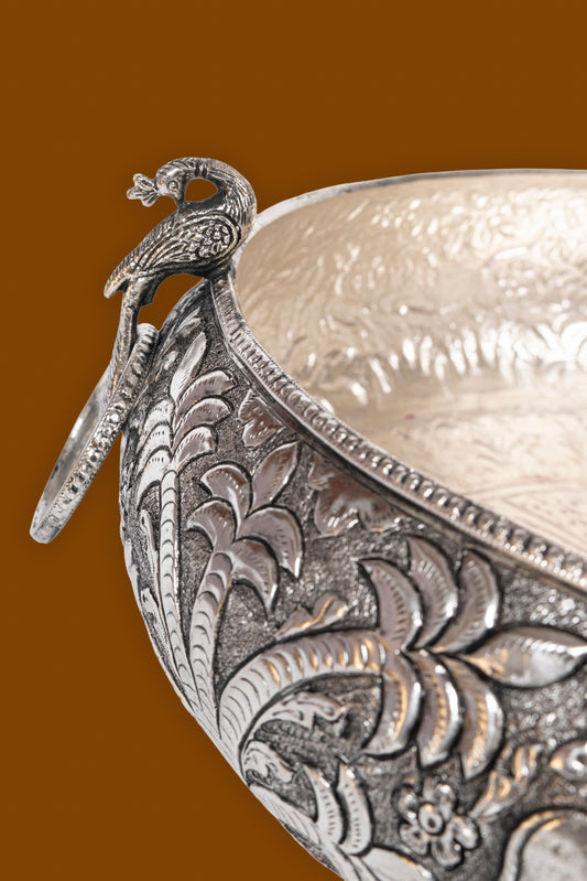 Jungle Theme Urli With Intricate Carvings - Pitaltamba