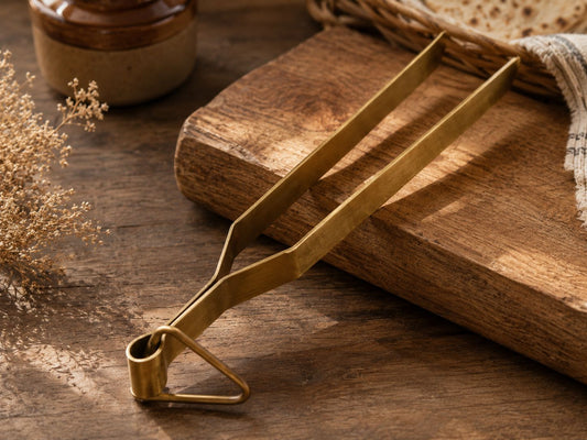 Handcrafted Brass Kitchen Tongs – Gold Finish