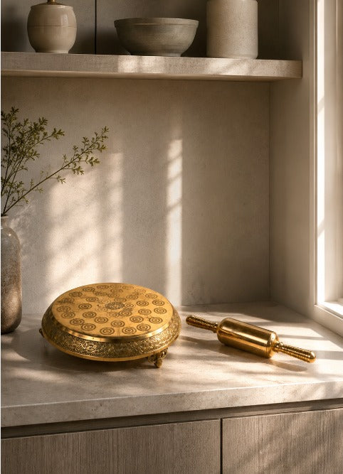 Brass Chakla & Belan (Rolling Pin) Set