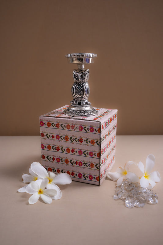 Auspicious owl candle holder