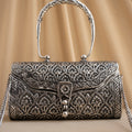 Intricate Carving Silver Purse / Clutch With Handle & String - Pitaltamba