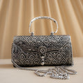 Intricate Carving Silver Purse / Clutch With Handle & String - Pitaltamba