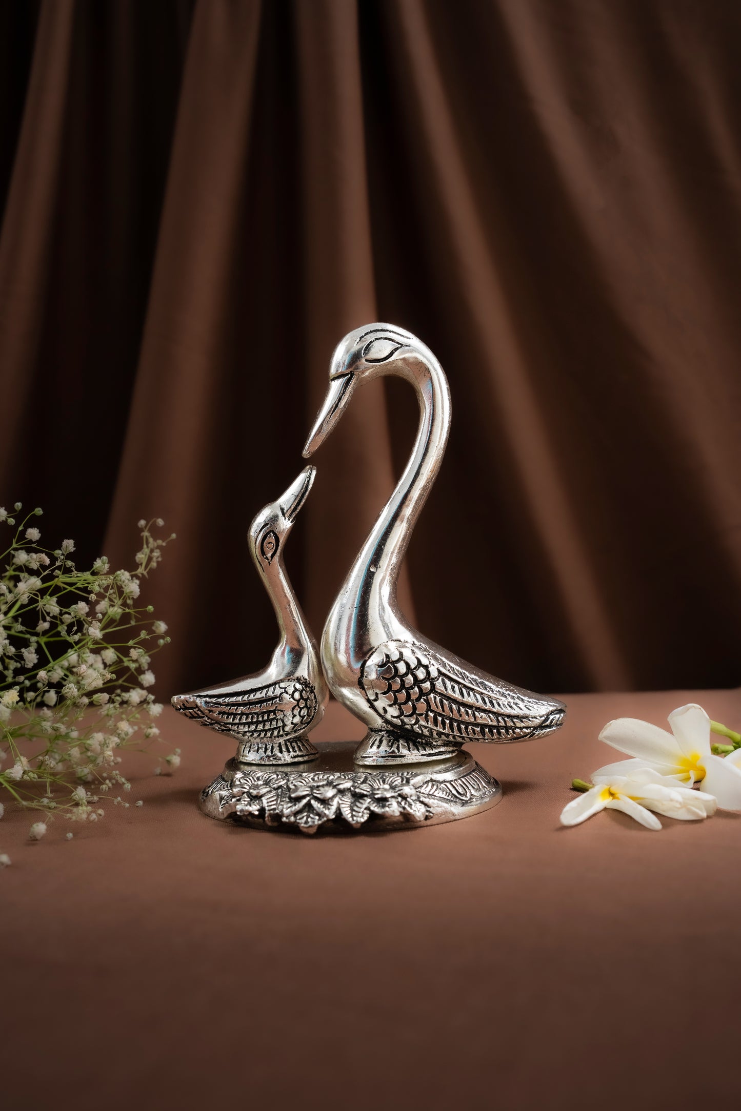 Brass Silver Swan Set