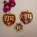 Shubh Labh Gold Door Hanging With Laxmi Ji Charan Paduka Set