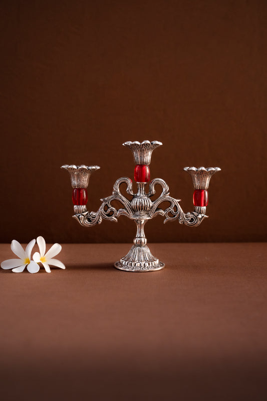Vintage Three Stick Stone Work Candle Holder