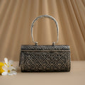 Intricate Carving Silver Purse / Clutch With Handle & String - Pitaltamba