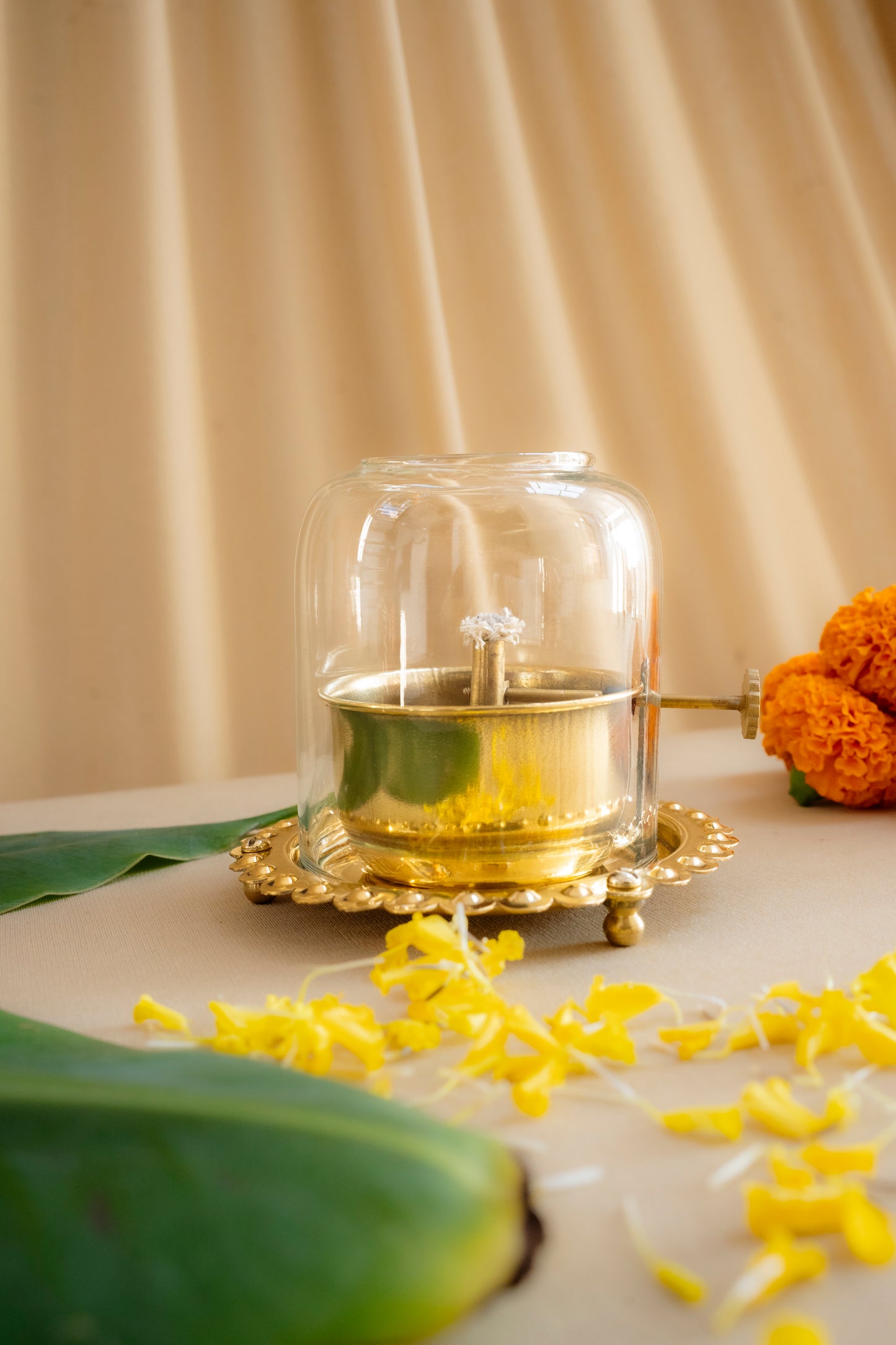 Akhand Diya With Adjustable Wick And  Borocilate Glass - Pitaltamba