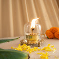 Akhand Diya With Adjustable Wick And  Borocilate Glass - Pitaltamba