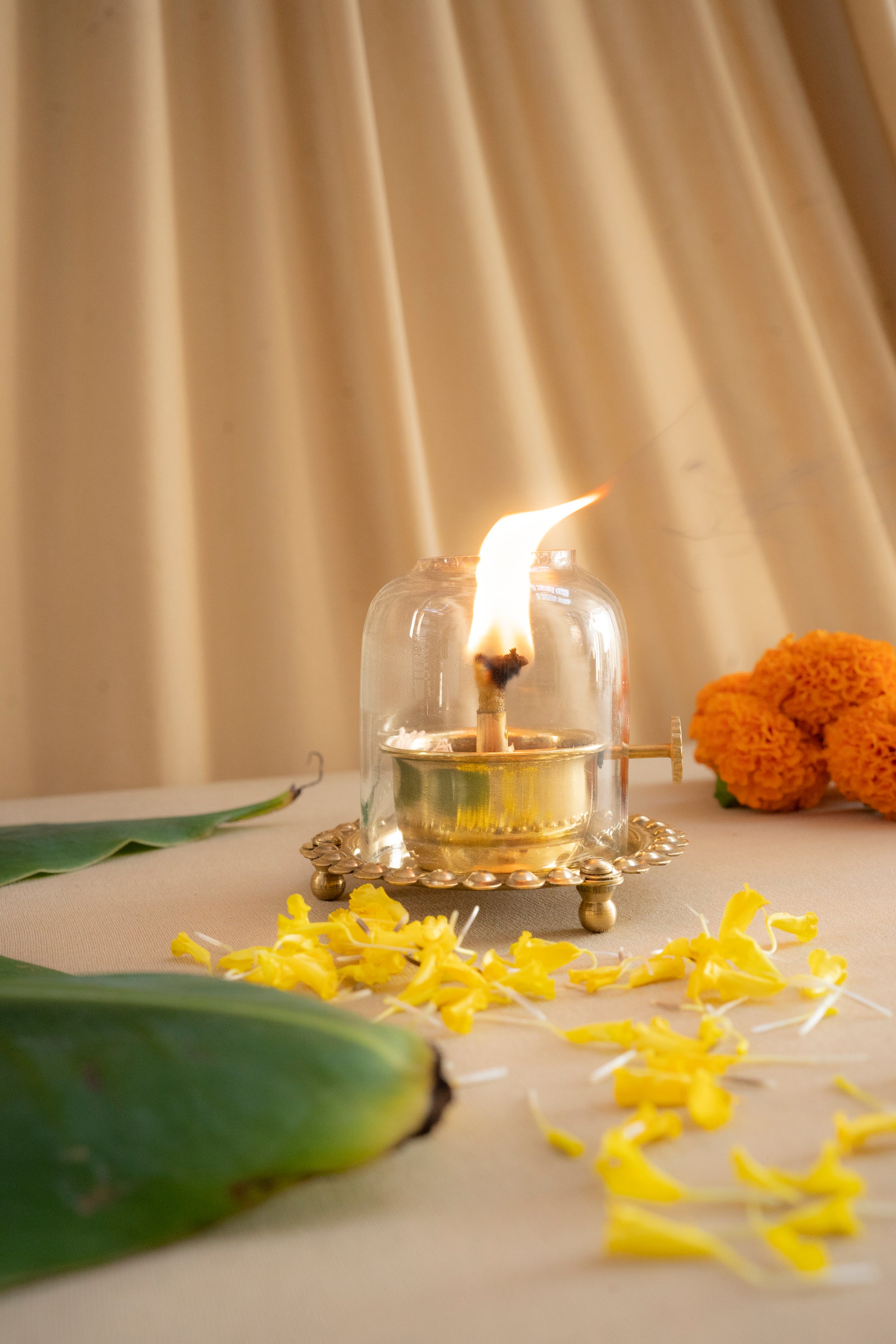 Akhand Diya With Adjustable Wick And  Borocilate Glass - Pitaltamba