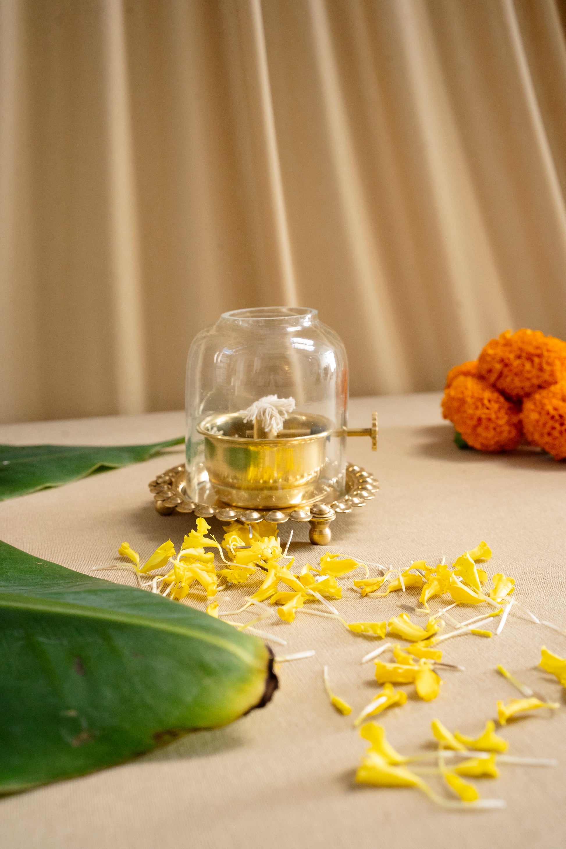 Akhand Diya With Adjustable Wick And  Borocilate Glass - Pitaltamba