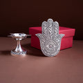 Five Wick Carved Deepak With Incense Holder Combo