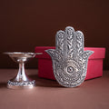 Five Wick Carved Deepak With Incense Holder Combo