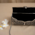 Intricate Carving Silver Purse / Clutch With Handle & String - Pitaltamba