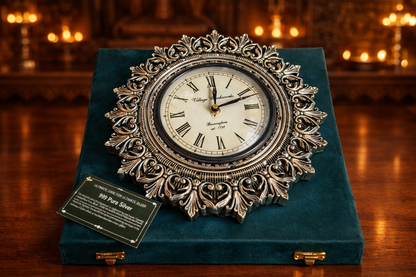 Premium 999 Silver Wall Clock with Luxury Velvet Box