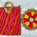 Big Diya Mat With Bandhej Clutch Bag - Pitaltamba