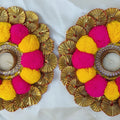 Big Diya Mat With Bandhej Clutch Bag - Pitaltamba