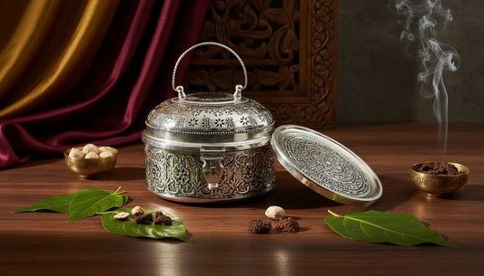Carved Brass Betel Paan Box Traditional Paan Daan - Pitaltamba