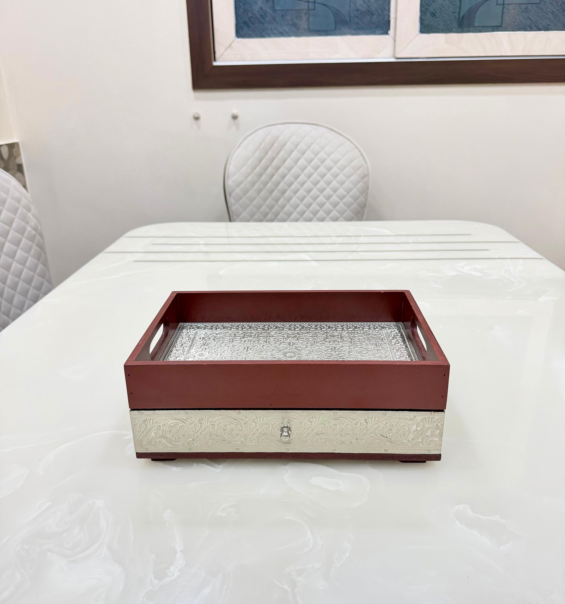 New & Exclusive Wooden Tray With Drawer - Pitaltamba