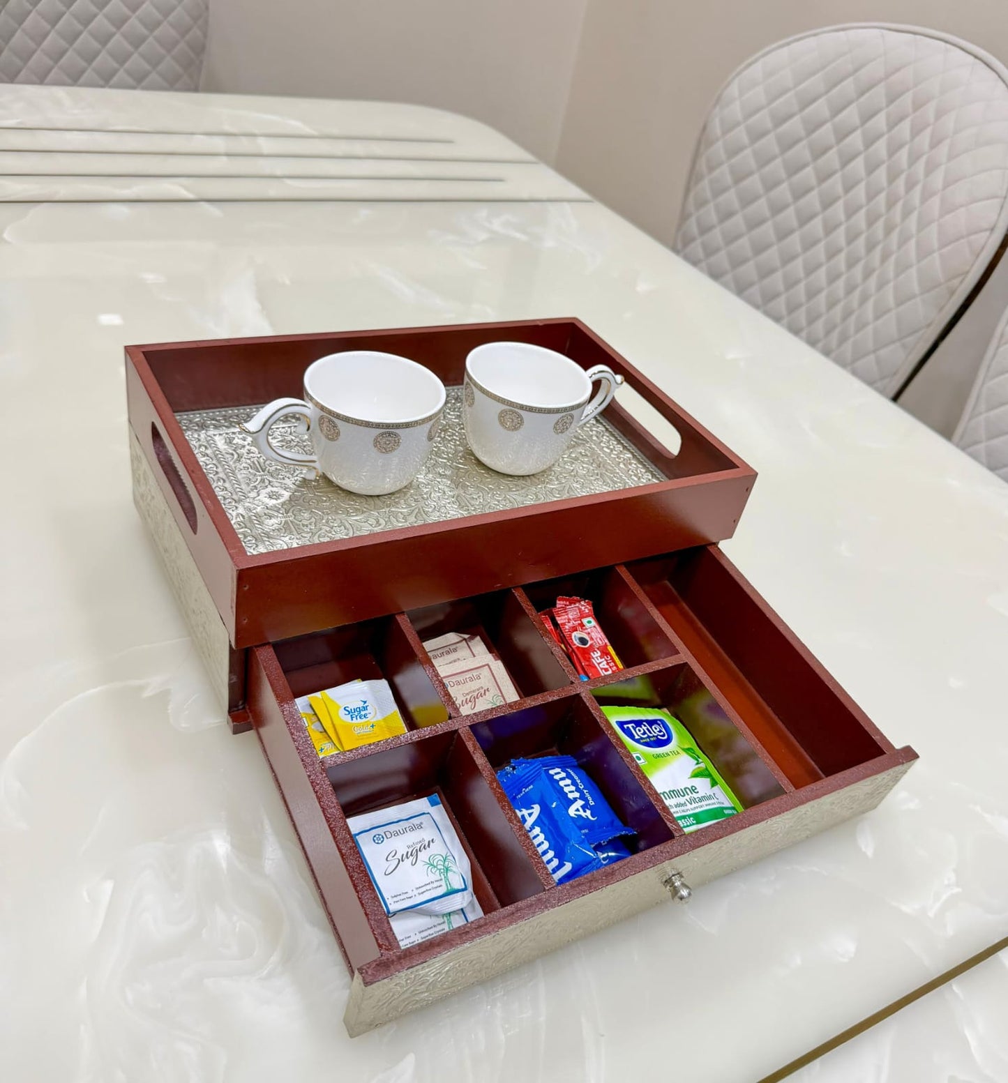New & Exclusive Wooden Tray With Drawer - Pitaltamba