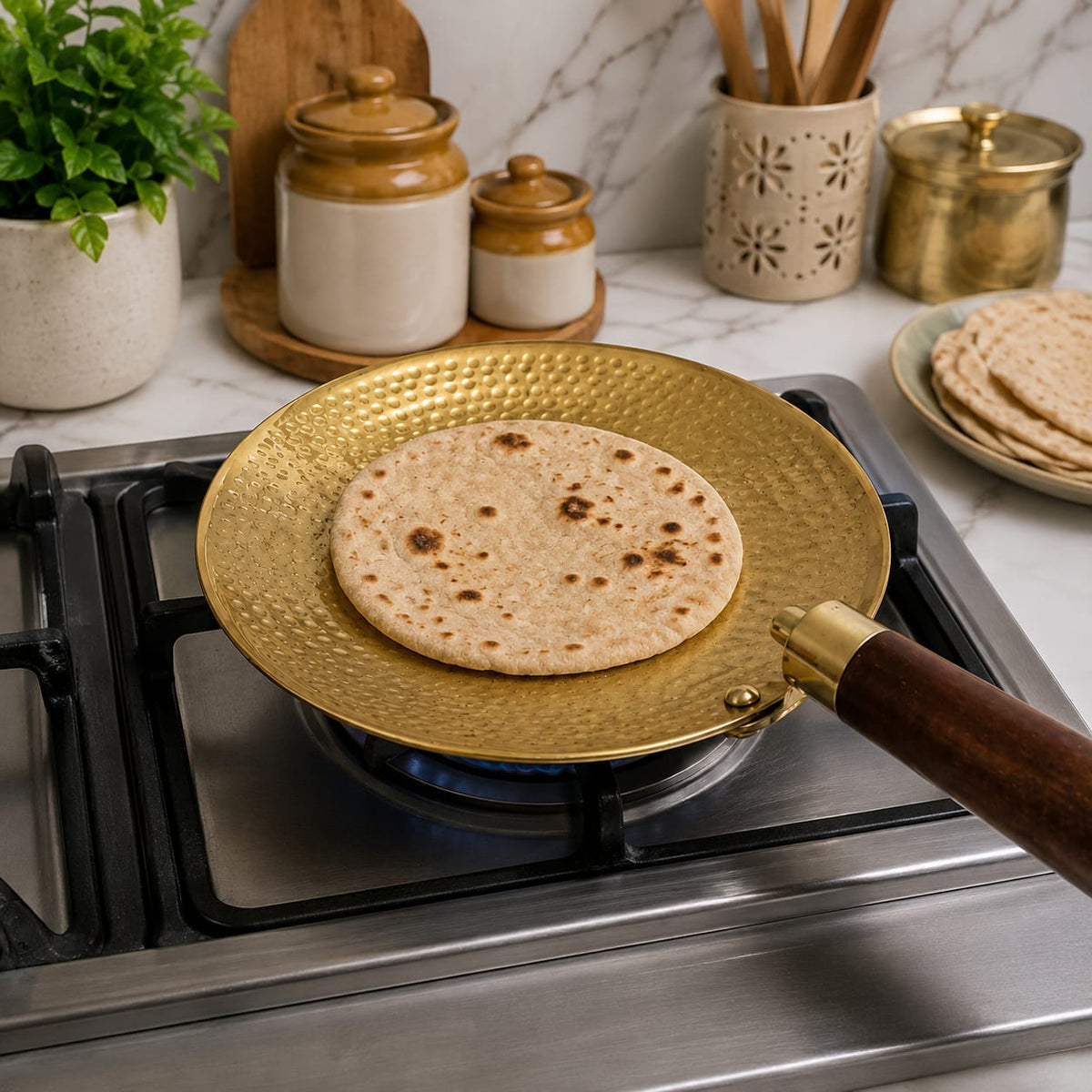 Multipurpose Tawa with Wooden Handle