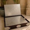 Silver Wooden 6 Mats Set with Premium Wooden Cabinet Box - Pitaltamba