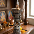 Elephant & Peacock Samai Diya  - Intricately  Carved