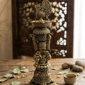 Elephant & Peacock Samai Diya  - Intricately  Carved