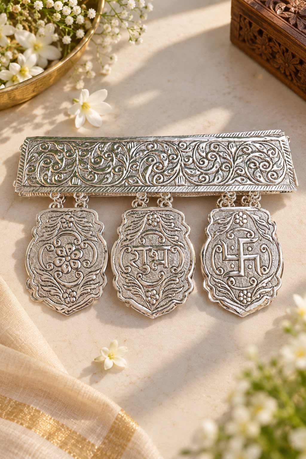 Foldable Bandharwar Toran with Ganesha in the centre
