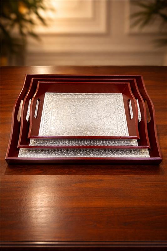 New & Exclusive Wooden Tray Set (Set of 3) - Pitaltamba