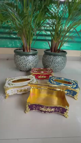 metal-tissue-box-with-enamel-work