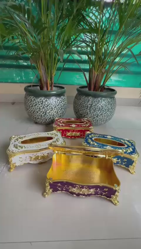 metal-tissue-box-with-enamel-work